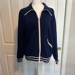 Vintage White Stag Navy Bomber Jacket with Cream Trim